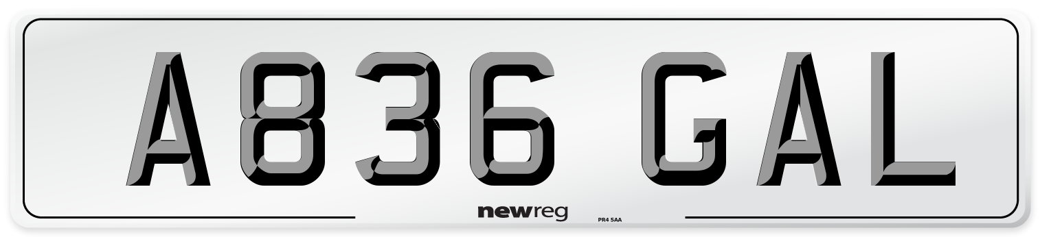 A836 GAL Number Plate from New Reg